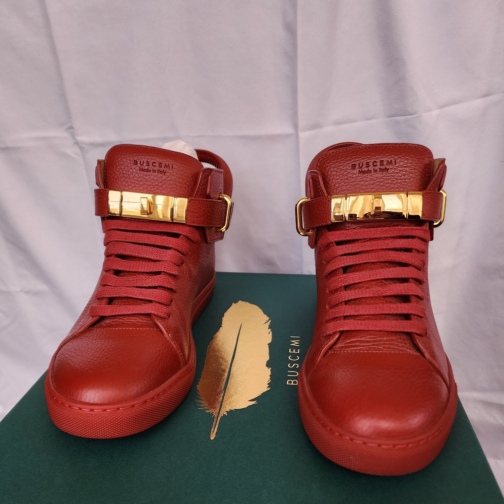Buscemi Red Sneakers with Gold Accents